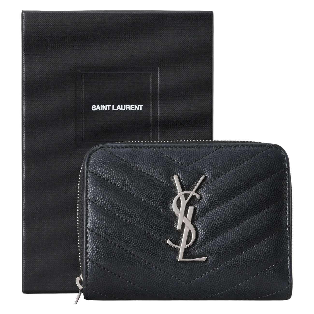 YVES SAINT LAURENT(USED)생로랑 403723 모노그램 쉐브론 컴팩트 반지갑
